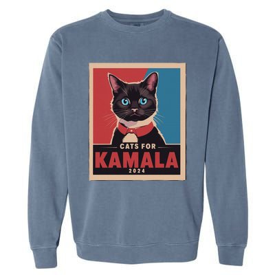 Funny Political Cats For Kamala Gift Garment-Dyed Sweatshirt