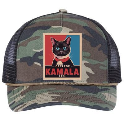 Funny Political Cats For Kamala Gift Retro Rope Trucker Hat Cap