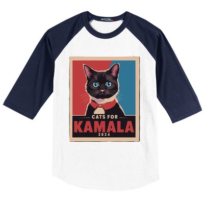 Funny Political Cats For Kamala Gift Baseball Sleeve Shirt