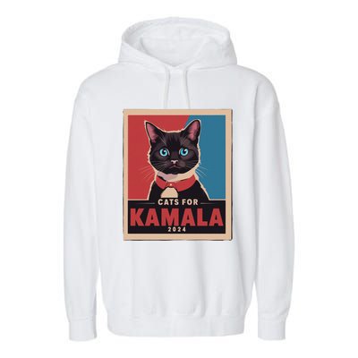 Funny Political Cats For Kamala Gift Garment-Dyed Fleece Hoodie