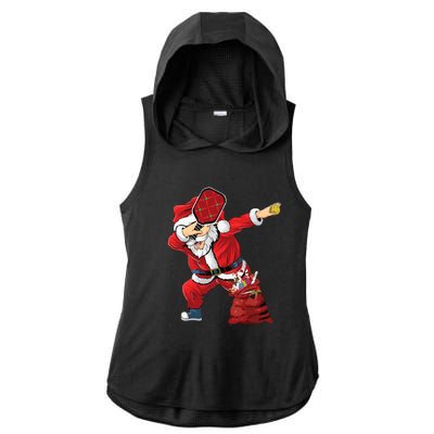 Funny Pickleball Christmas Santa Playing Pickleball Ladies PosiCharge Tri-Blend Wicking Draft Hoodie Tank