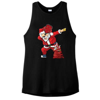 Funny Pickleball Christmas Santa Playing Pickleball Ladies PosiCharge Tri-Blend Wicking Tank