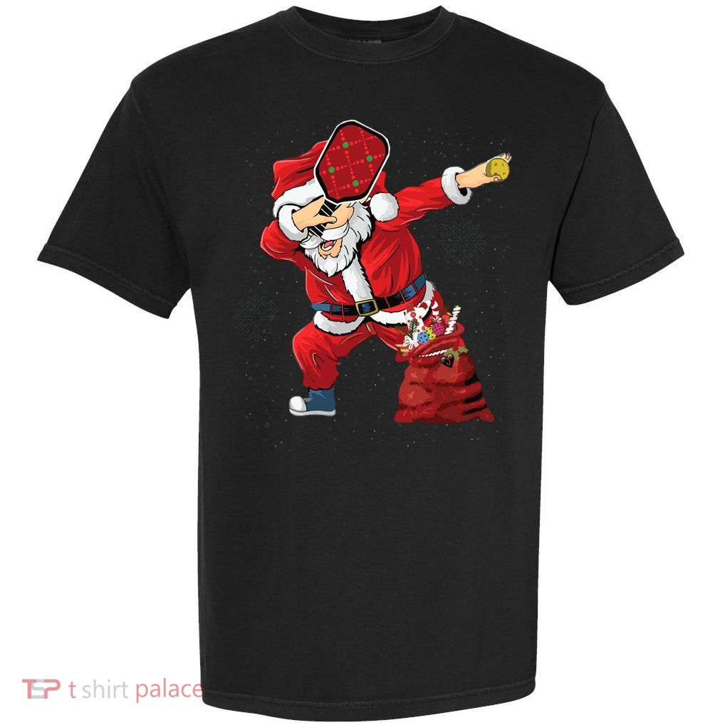 Funny Pickleball Christmas Santa Playing Pickleball Garment-Dyed Heavyweight T-Shirt