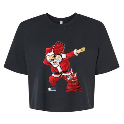 Funny Pickleball Christmas Santa Playing Pickleball Bella+Canvas Jersey Crop Tee