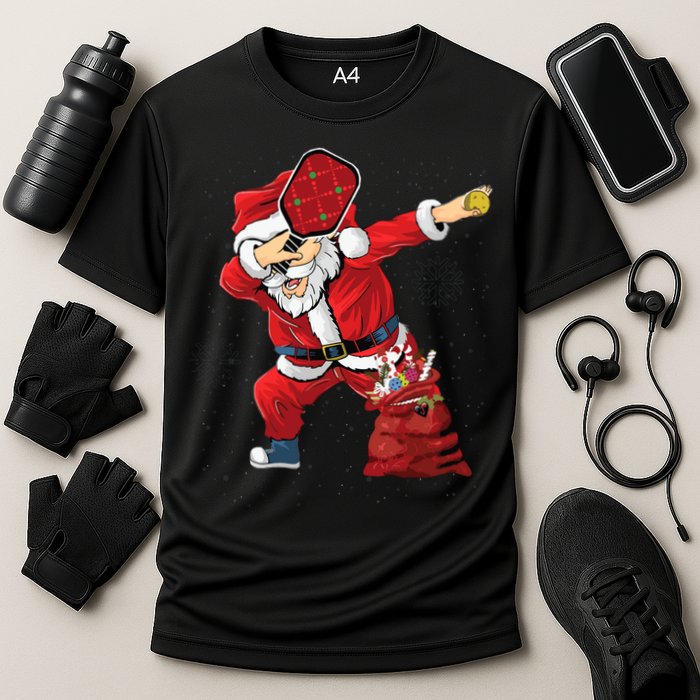 Funny Pickleball Christmas Santa Playing Pickleball Cooling Performance Crew T-Shirt