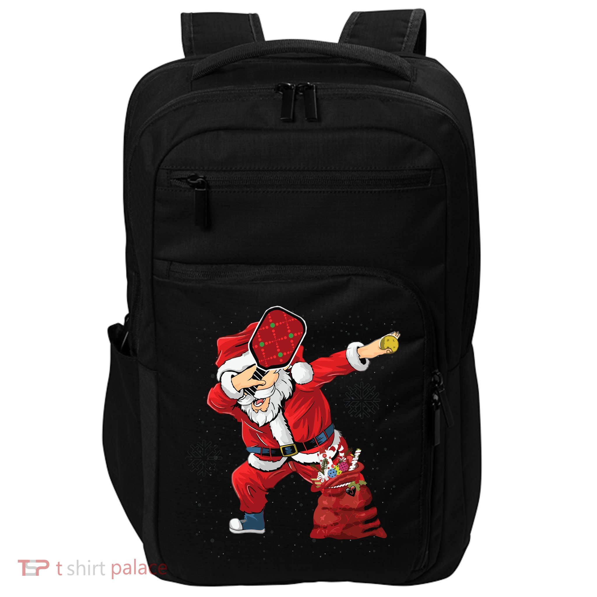 Funny Pickleball Christmas Santa Playing Pickleball Impact Tech Backpack