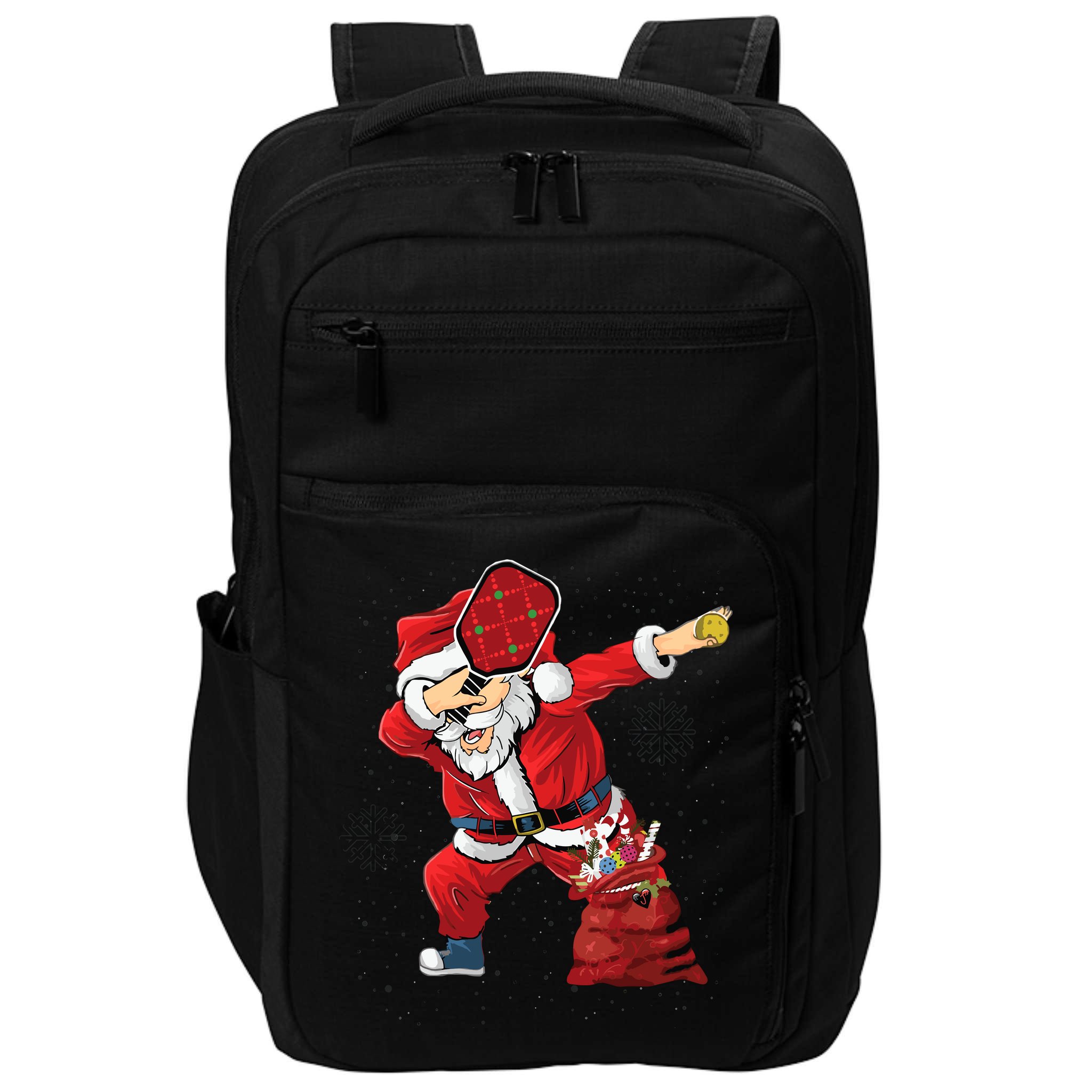 Funny Pickleball Christmas Santa Playing Pickleball Impact Tech Backpack