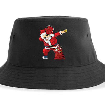 Funny Pickleball Christmas Santa Playing Pickleball Sustainable Bucket Hat