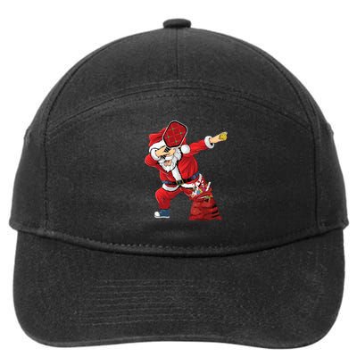 Funny Pickleball Christmas Santa Playing Pickleball 7-Panel Snapback Hat