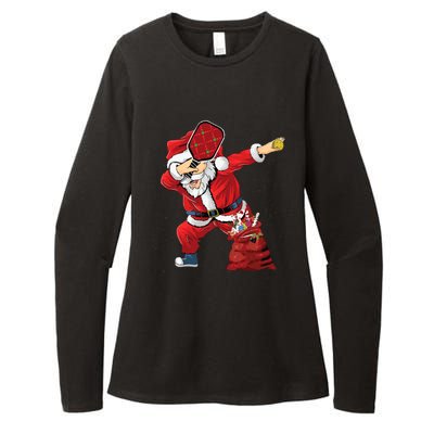 Funny Pickleball Christmas Santa Playing Pickleball Womens CVC Long Sleeve Shirt