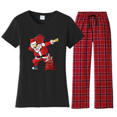 Funny Pickleball Christmas Santa Playing Pickleball Women's Flannel Pajama Set