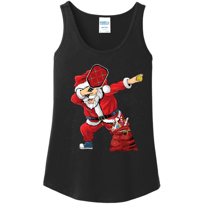 Funny Pickleball Christmas Santa Playing Pickleball Ladies Essential Tank