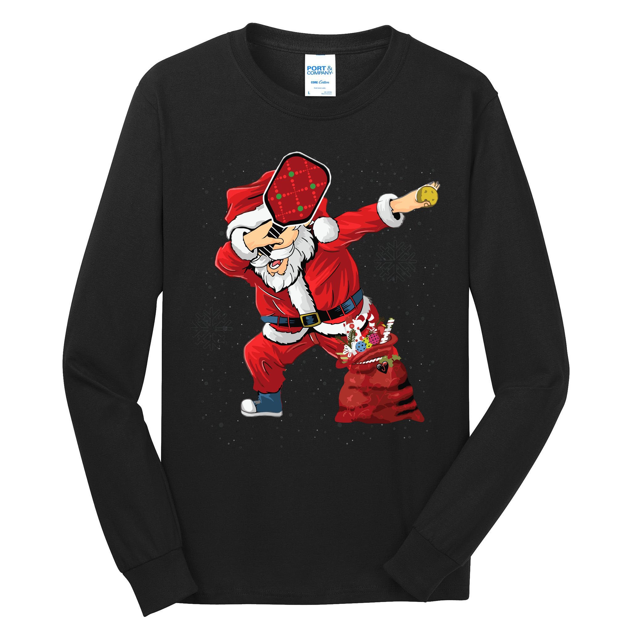 Funny Pickleball Christmas Santa Playing Pickleball Tall Long Sleeve T-Shirt