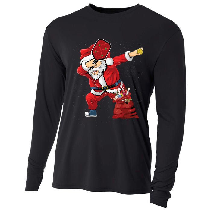 Funny Pickleball Christmas Santa Playing Pickleball Cooling Performance Long Sleeve Crew