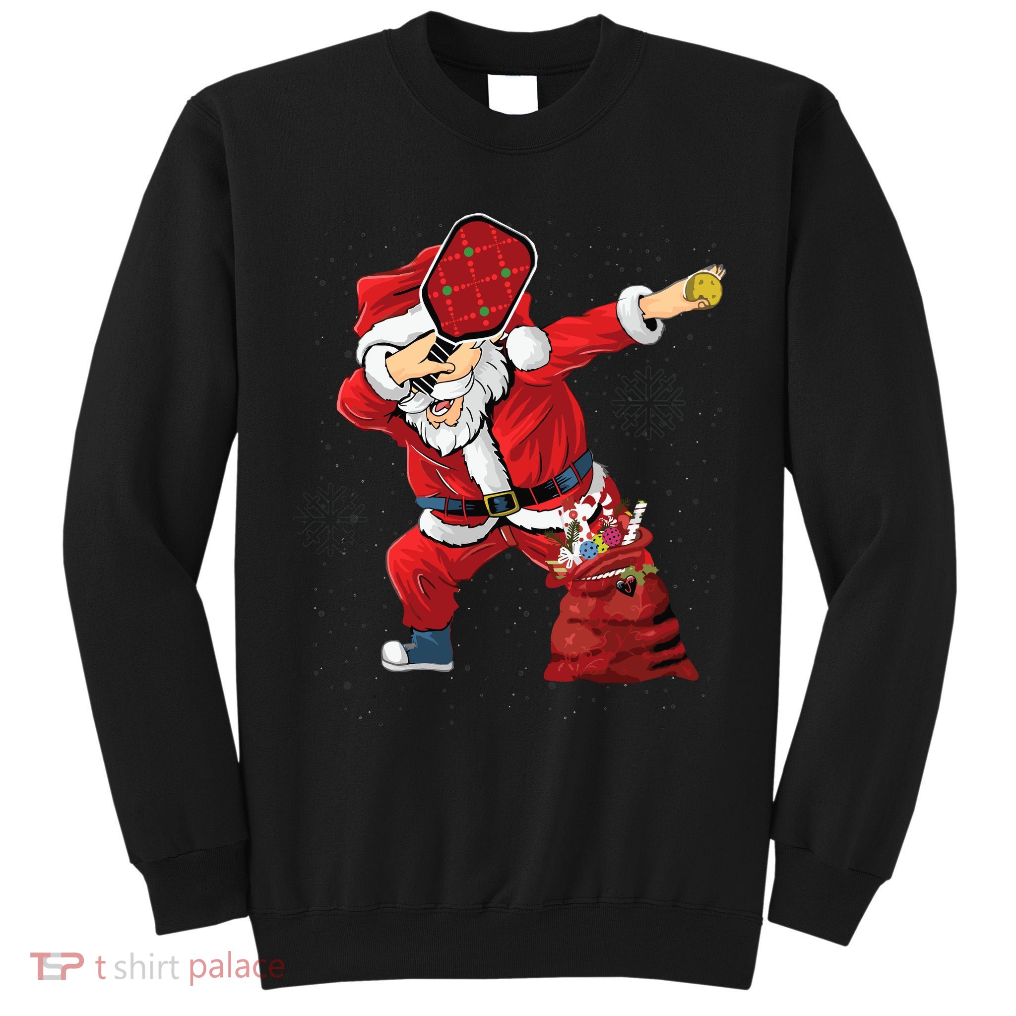 Funny Pickleball Christmas Santa Playing Pickleball Tall Sweatshirt