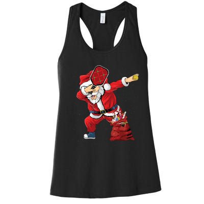 Funny Pickleball Christmas Santa Playing Pickleball Women's Racerback Tank