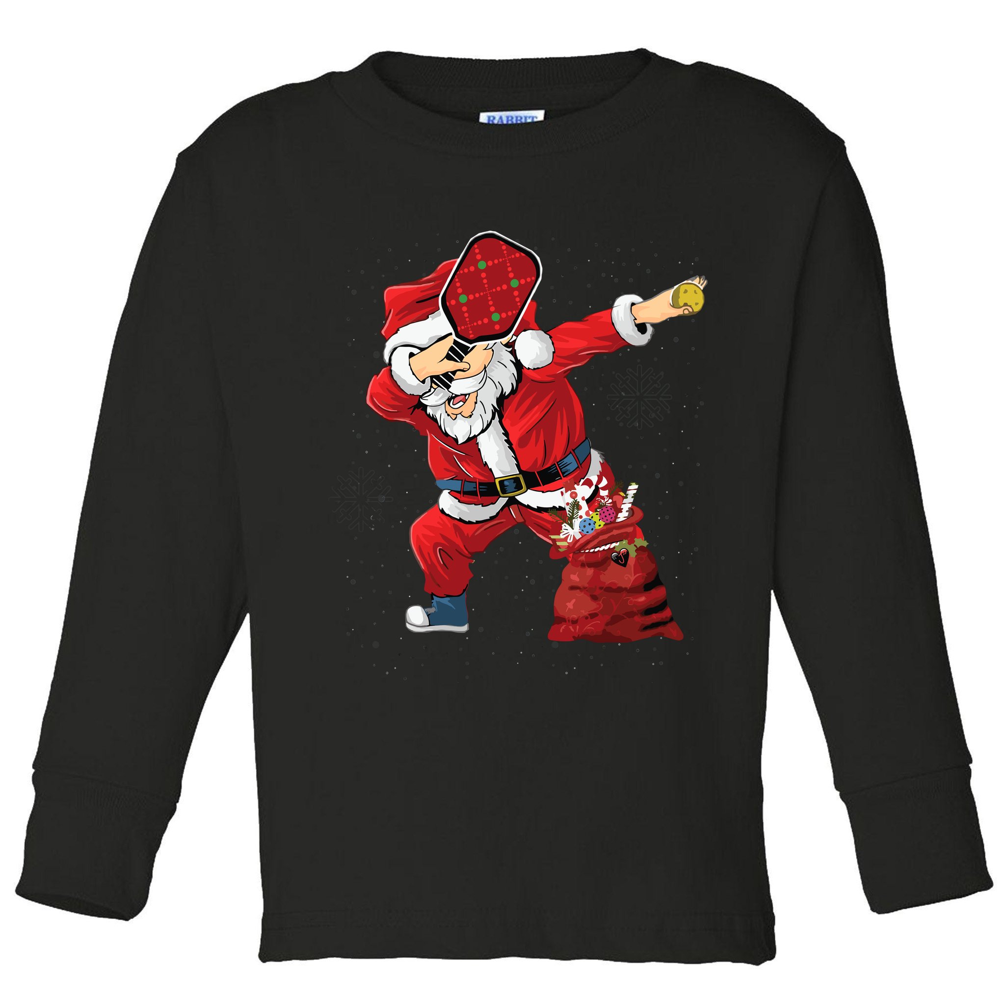 Funny Pickleball Christmas Santa Playing Pickleball Toddler Long Sleeve Shirt