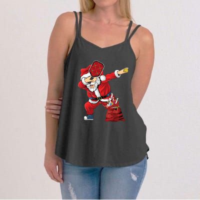 Funny Pickleball Christmas Santa Playing Pickleball Women's Strappy Tank