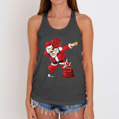 Funny Pickleball Christmas Santa Playing Pickleball Women's Knotted Racerback Tank