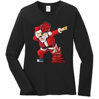 Funny Pickleball Christmas Santa Playing Pickleball Ladies Long Sleeve Shirt