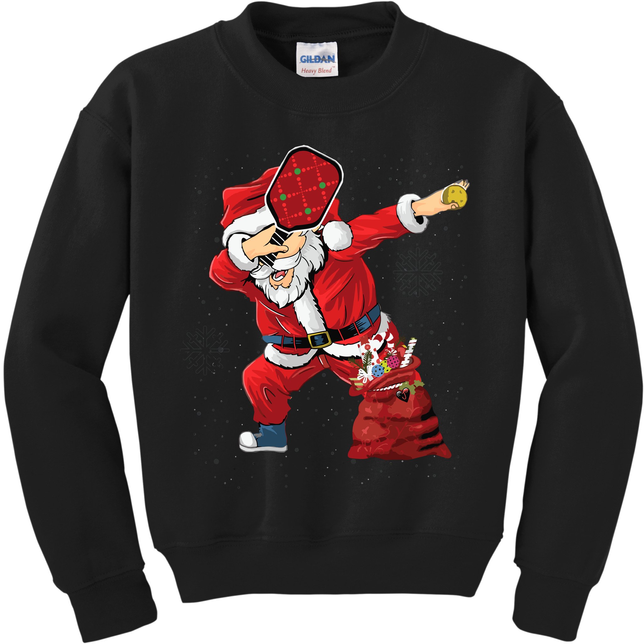 Funny Pickleball Christmas Santa Playing Pickleball Kids Sweatshirt
