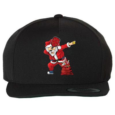Funny Pickleball Christmas Santa Playing Pickleball Wool Snapback Cap