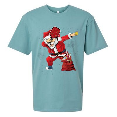 Funny Pickleball Christmas Santa Playing Pickleball Sueded Cloud Jersey T-Shirt
