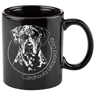 Funny Proud Catahoula Leopard Dog Portrait Gift Present 11oz C Handle Ceramic Mug