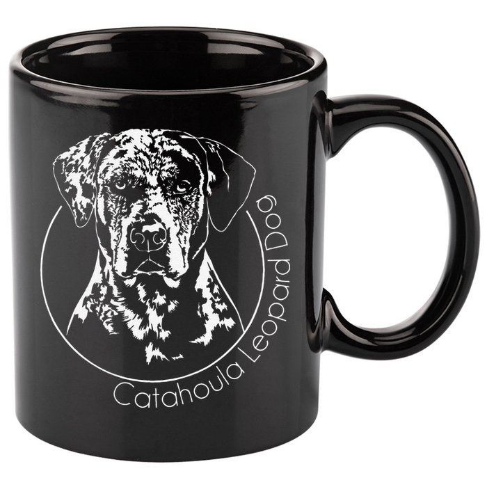 Funny Proud Catahoula Leopard Dog Portrait Gift Present 11oz C Handle Ceramic Mug