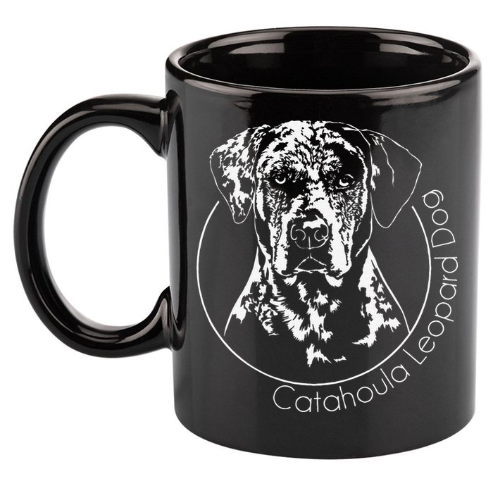 Funny Proud Catahoula Leopard Dog Portrait Gift Present 11oz C Handle Ceramic Mug