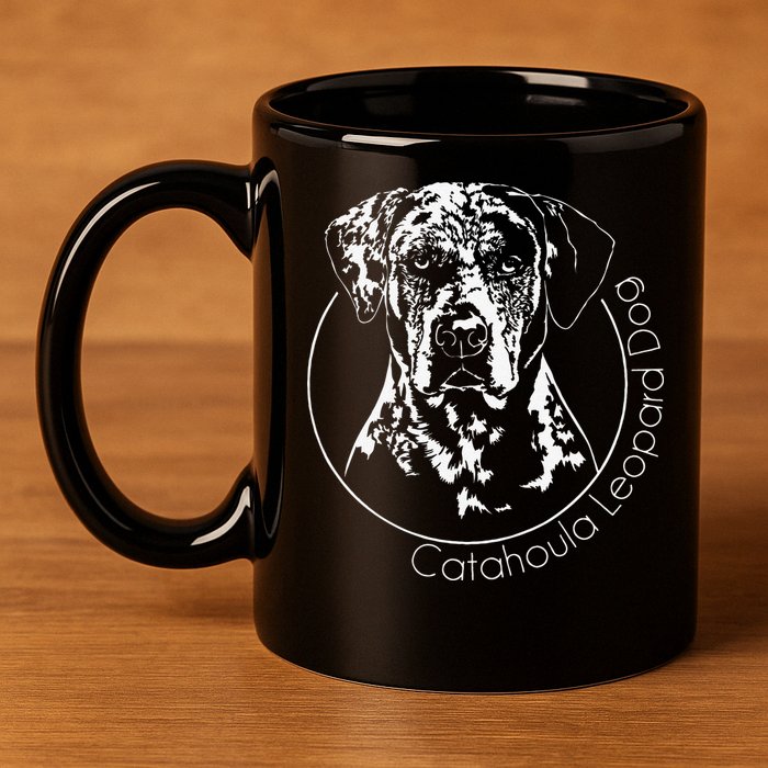 Funny Proud Catahoula Leopard Dog Portrait Gift Present 11oz C Handle Ceramic Mug