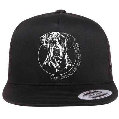 Funny Proud Catahoula Leopard Dog Portrait Gift Present Flat Bill Trucker Hat