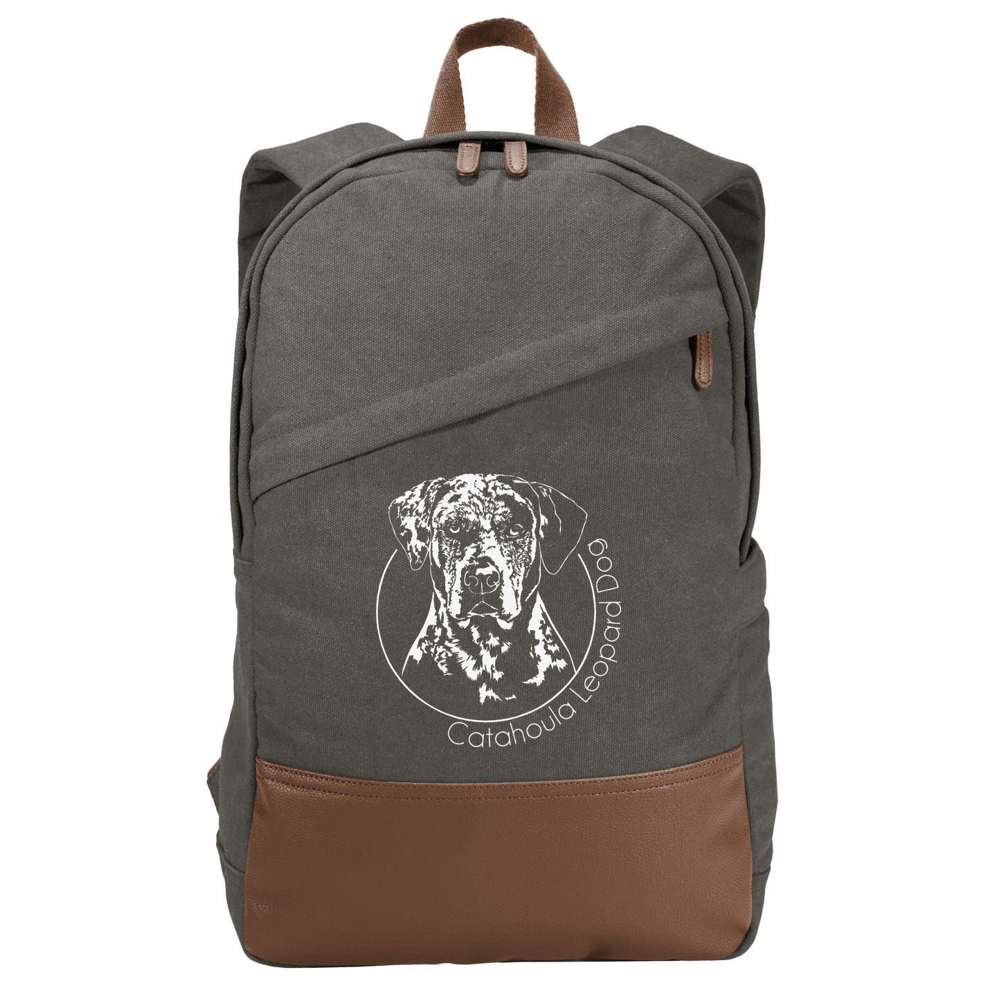 Funny Proud Catahoula Leopard Dog Portrait Gift Present Cotton Canvas Backpack