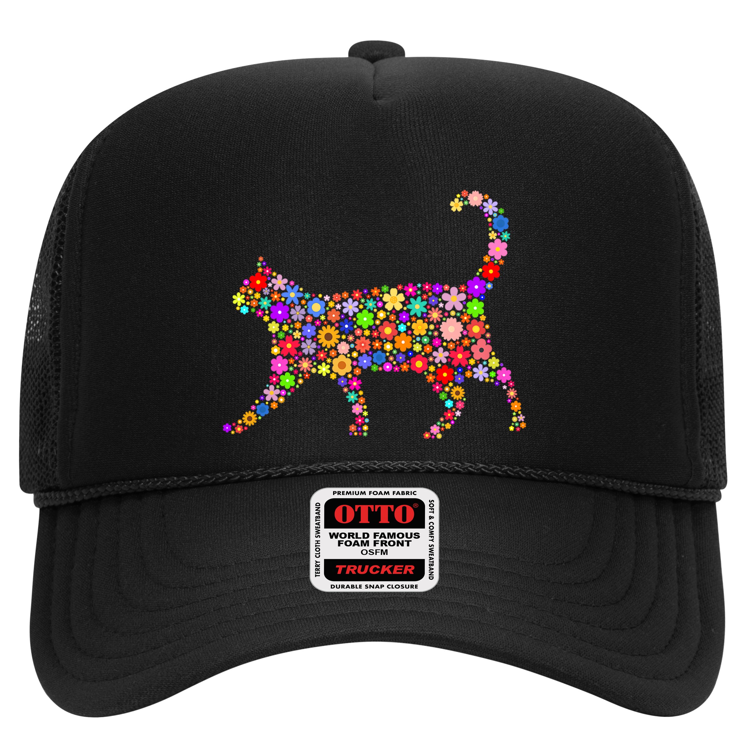 Floral Pattern Cat  Floral Cat Silhouette Hat