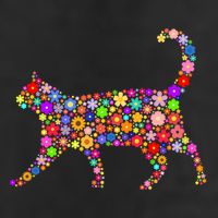 Floral Pattern Cat  Floral Cat Silhouette Hat