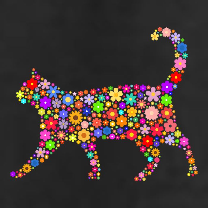Floral Pattern Cat  Floral Cat Silhouette Hat