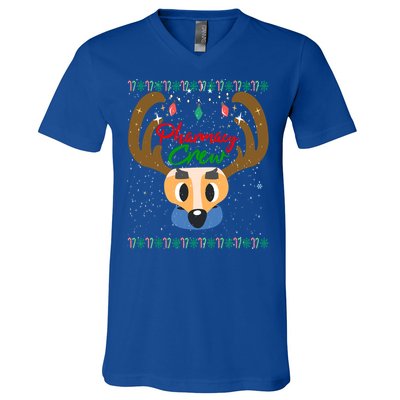 Funny Pharmacy Crew Christmas Pharmacist Reindeer Xmas Gift V-Neck T-Shirt