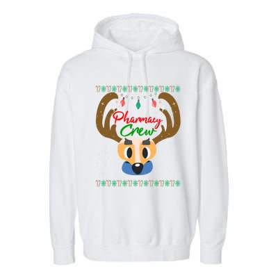 Funny Pharmacy Crew Christmas Pharmacist Reindeer Xmas Gift Garment-Dyed Fleece Hoodie