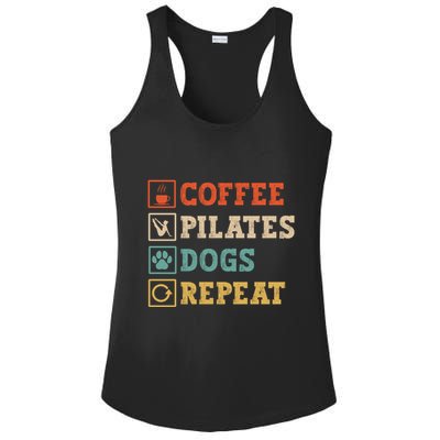 Funny Pilates Coffee Pilates Dogs Repeat Pilates Lover Gift Ladies PosiCharge Competitor Racerback Tank