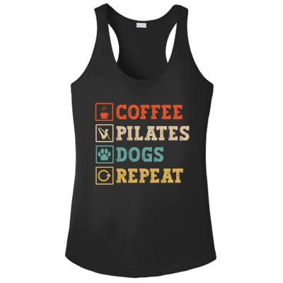 Funny Pilates Coffee Pilates Dogs Repeat Pilates Lover Gift Ladies PosiCharge Competitor Racerback Tank