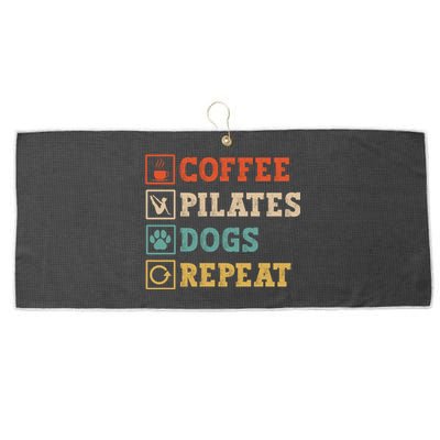 Funny Pilates Coffee Pilates Dogs Repeat Pilates Lover Gift Large Microfiber Waffle Golf Towel