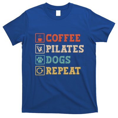 Funny Pilates Coffee Pilates Dogs Repeat Pilates Lover Gift T-Shirt