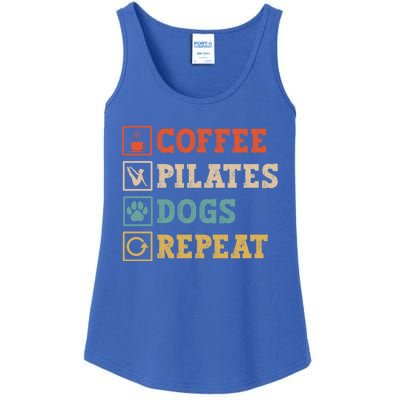 Funny Pilates Coffee Pilates Dogs Repeat Pilates Lover Gift Ladies Essential Tank