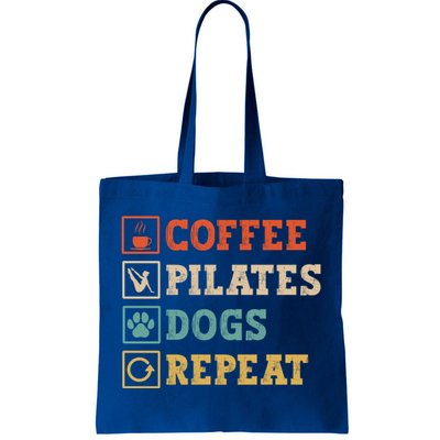 Funny Pilates Coffee Pilates Dogs Repeat Pilates Lover Gift Tote Bag