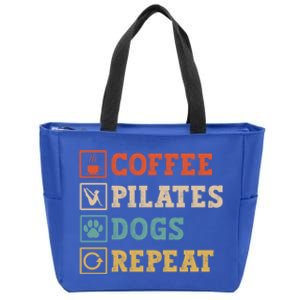 Funny Pilates Coffee Pilates Dogs Repeat Pilates Lover Gift Zip Tote Bag