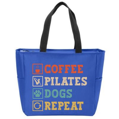 Funny Pilates Coffee Pilates Dogs Repeat Pilates Lover Gift Zip Tote Bag