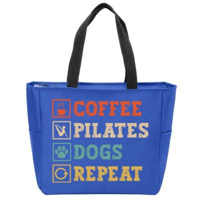 Funny Pilates Coffee Pilates Dogs Repeat Pilates Lover Gift Zip Tote Bag