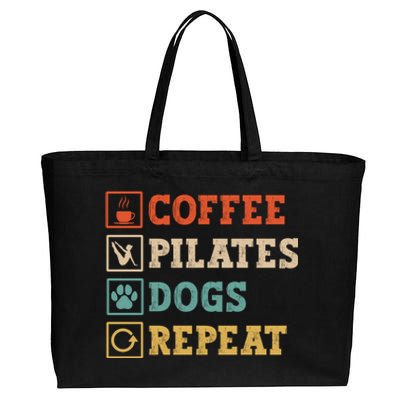 Funny Pilates Coffee Pilates Dogs Repeat Pilates Lover Gift Cotton Canvas Jumbo Tote