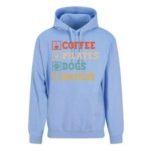 Funny Pilates Coffee Pilates Dogs Repeat Pilates Lover Gift Unisex Surf Hoodie