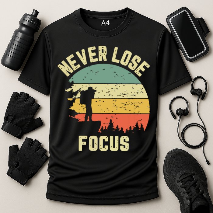 Funny Photographer Camera Never Lose Focus Photography Cooling Performance Crew T-Shirt